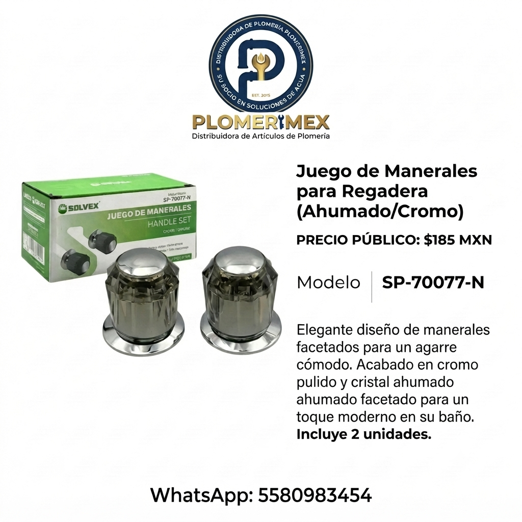 Juego de Manerales para Regadera Solvex (Ahumado/Cromo)