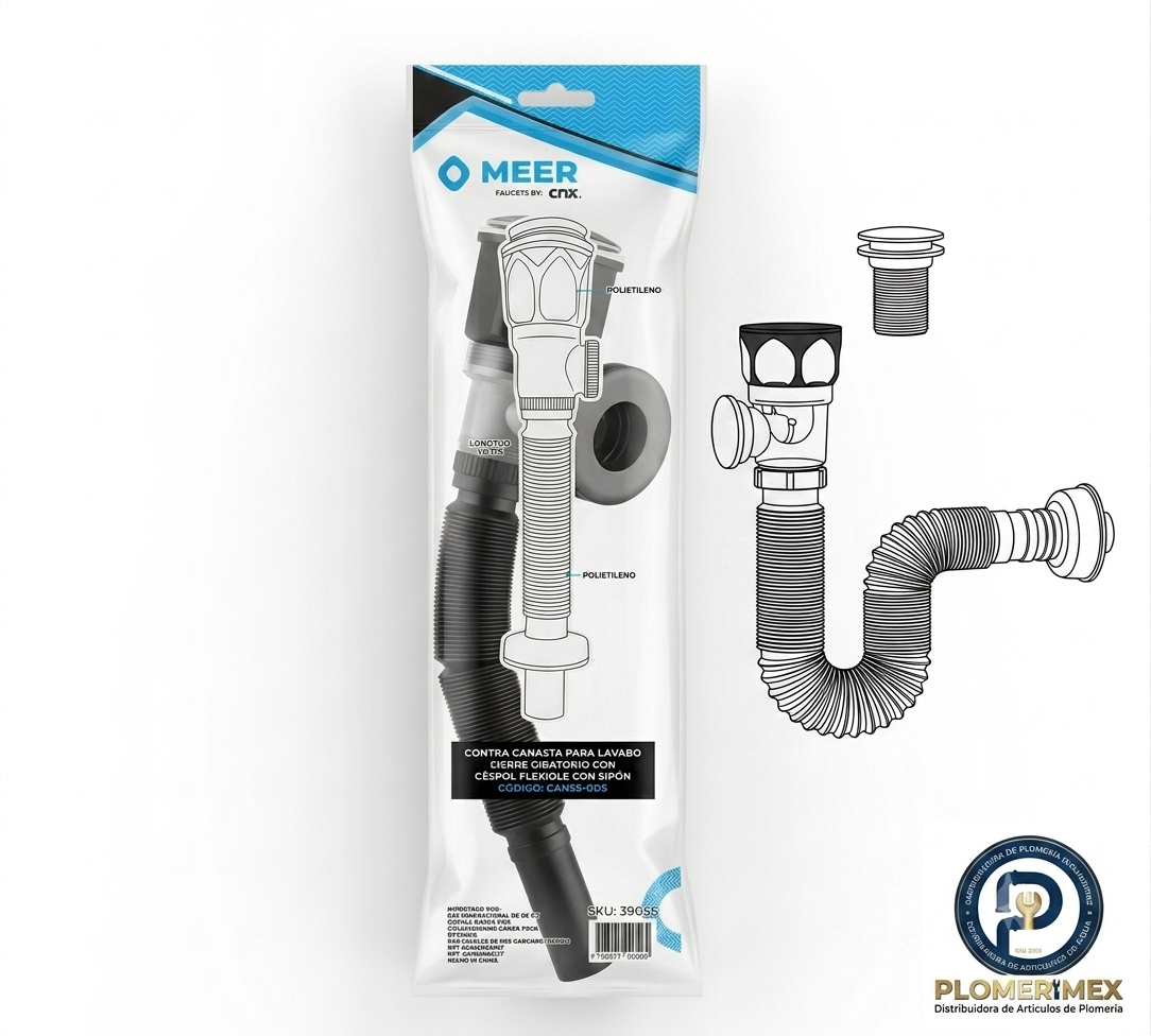 Céspol Flexible Universal con Contra Push Cromada – ¡Nuevo Modelo!