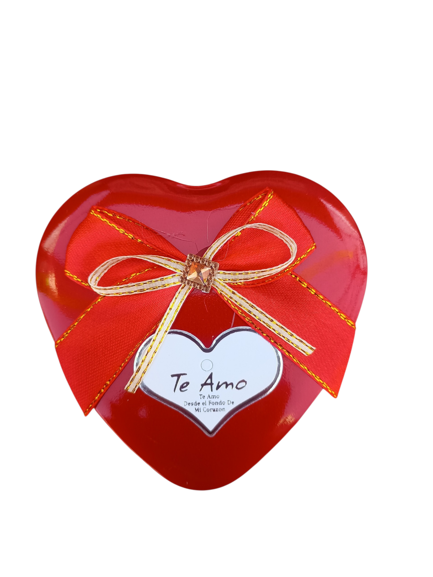 Set de Joyería de Bisutería Fina (Collar + Aretes) con Rosas en Caja de Corazón "Te Amo"
