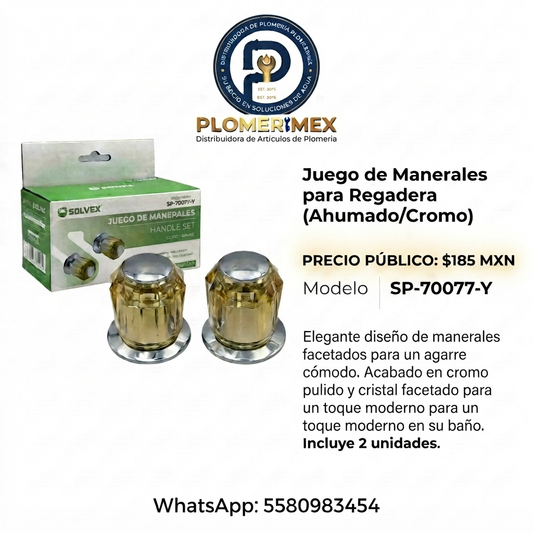 Juego de Manerales para Regadera Cristal Ámbar - Diseño de Lujo
