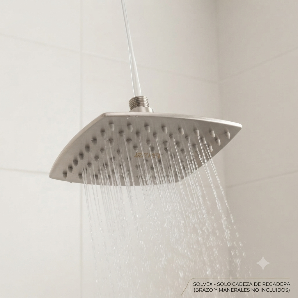 Regadera Solvex Cuadrada 6" Acabado Satín - Nueva