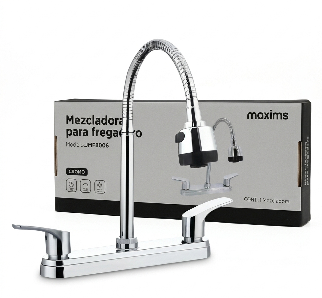 Mezcladora Para Fregadero Flexible Cromada Nueva Maxims