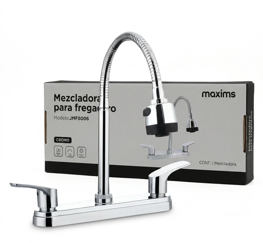 Mezcladora Para Fregadero Flexible Cromada Nueva Maxims