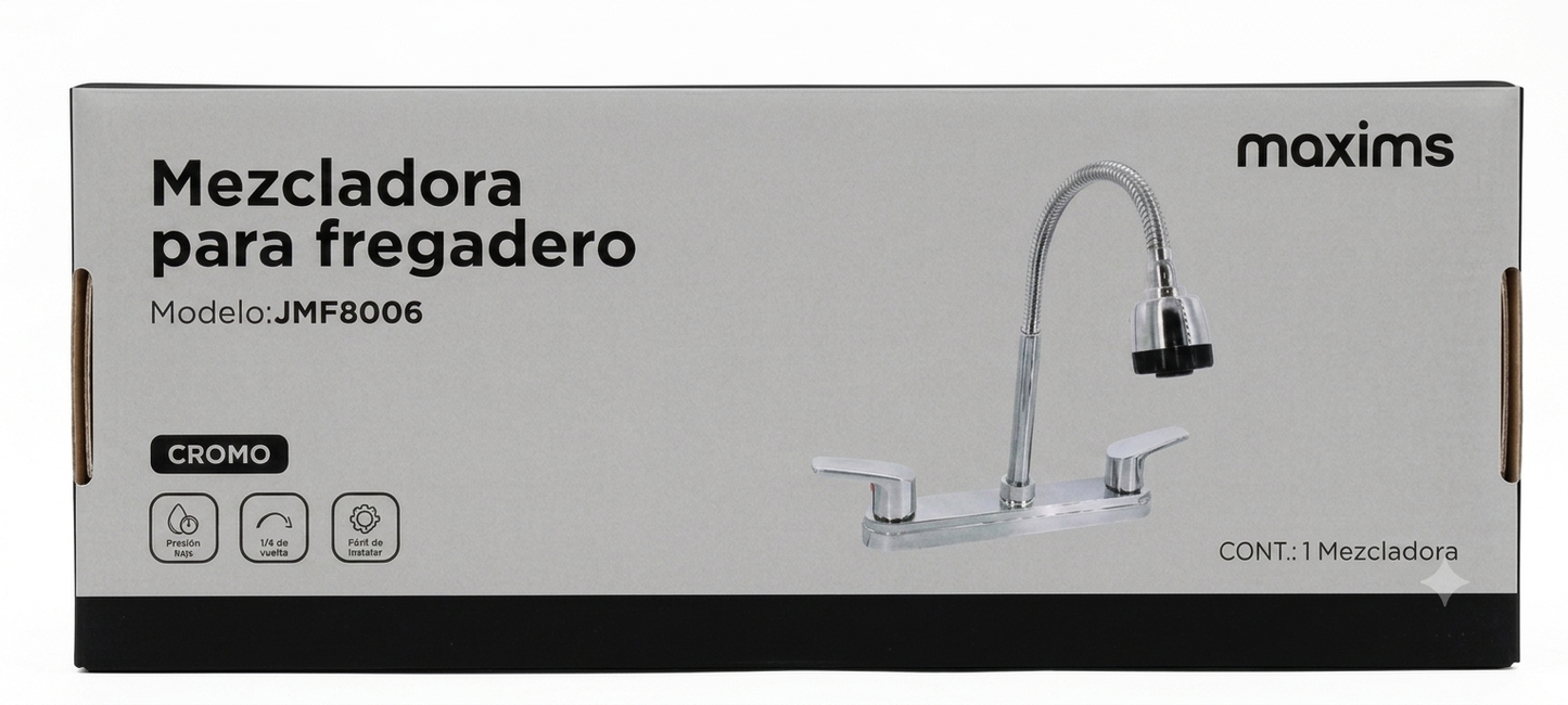 Mezcladora Para Fregadero Flexible Cromada Nueva Maxims