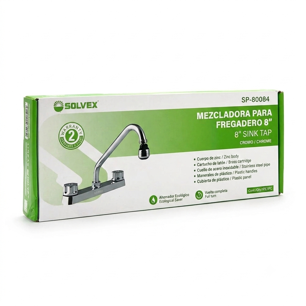 Llave Mezcladora Para Fregadero 8" Solvex ¡Nueva!