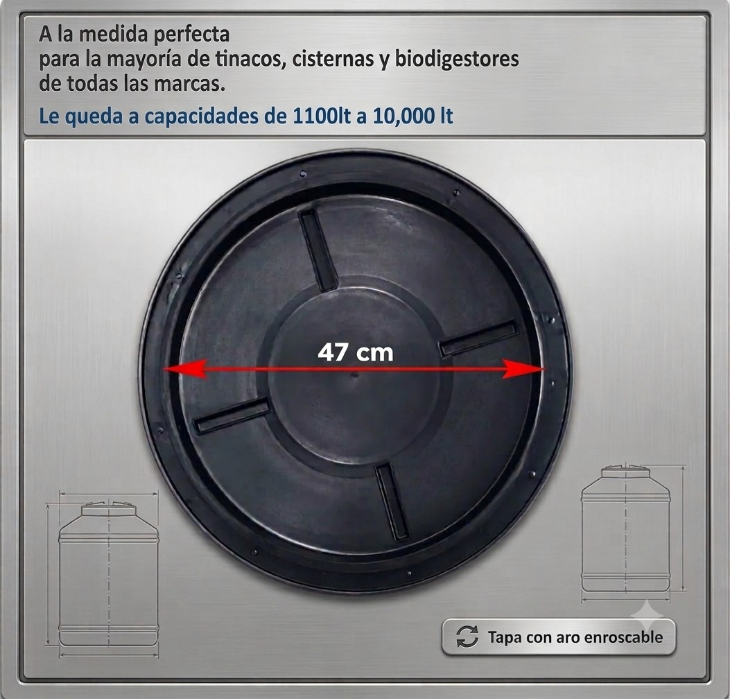 Tapa para Tinaco Universal Estándar (47 cm) – ¡Nueva!