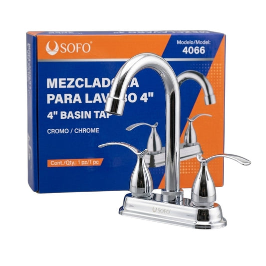Mezcladora Para Lavabo 4" SOFO (Nueva en Caja)