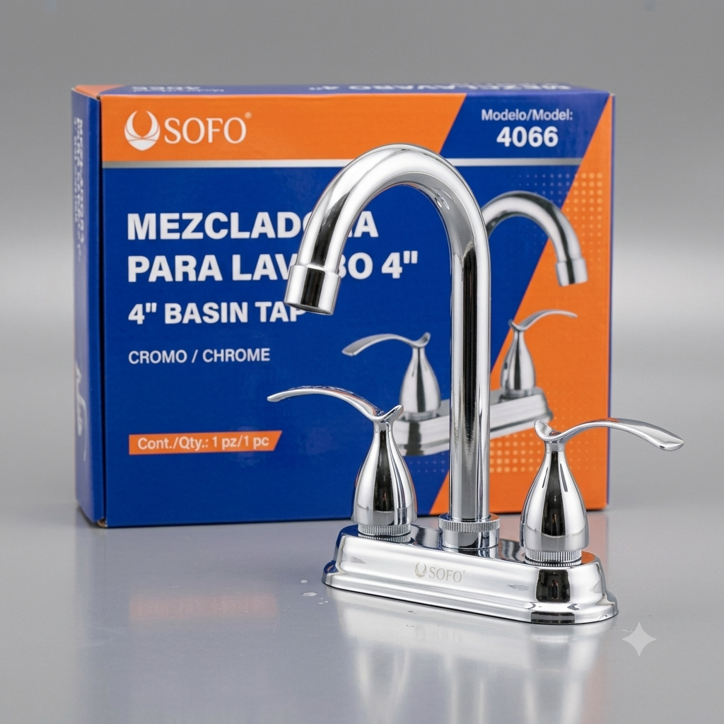Mezcladora Para Lavabo 4" SOFO (Nueva en Caja)