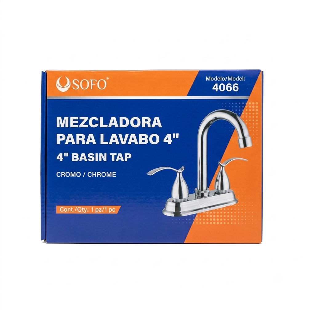 Mezcladora Para Lavabo 4" SOFO (Nueva en Caja)
