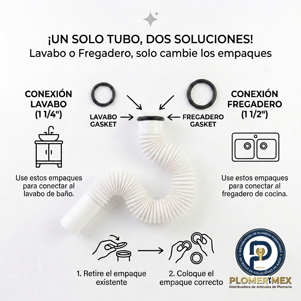 Trampa Flexible Universal 60cm para Lavabo o Fregadero
