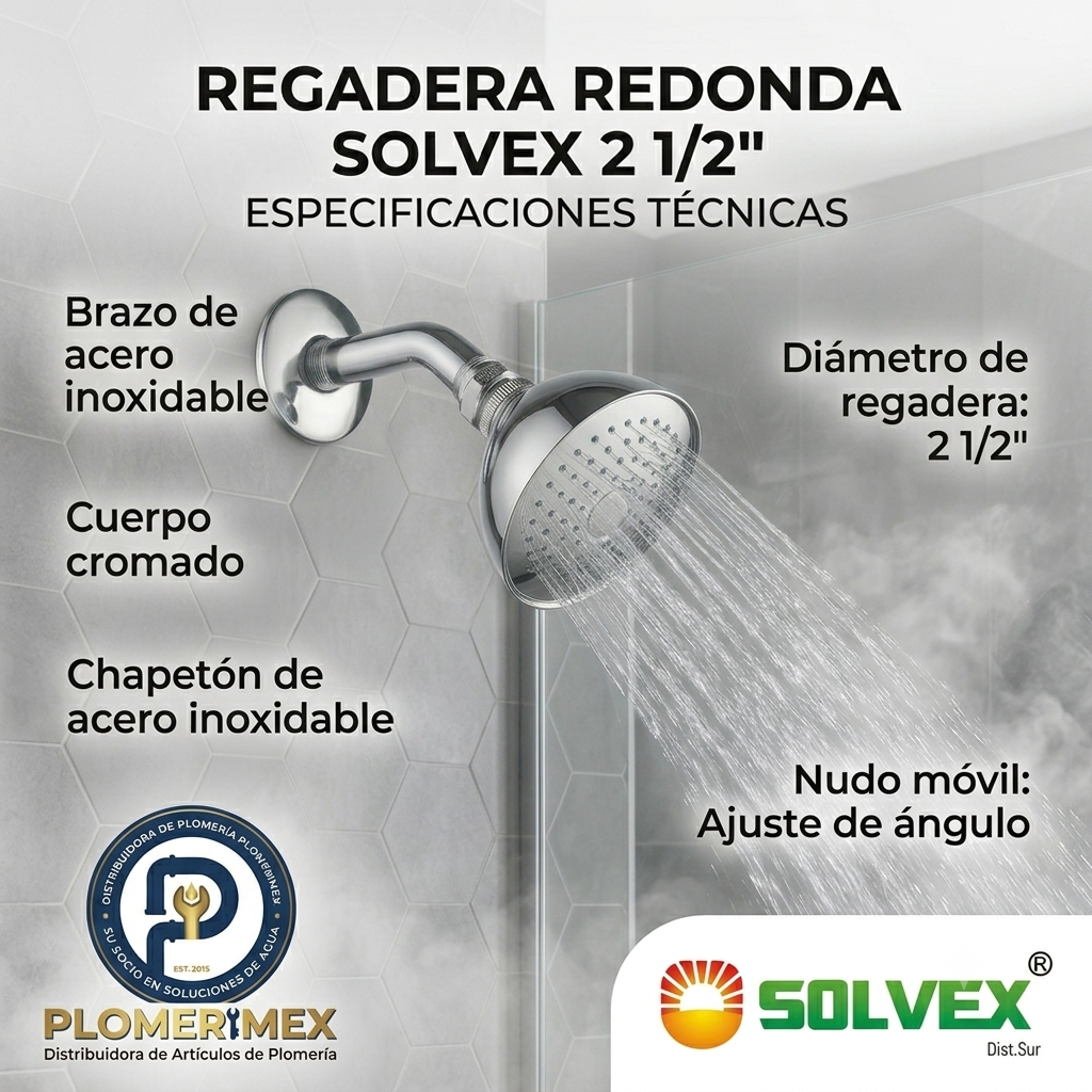 Regadera Redonda de Acero Inoxidable 2 ½" (NUEVA)