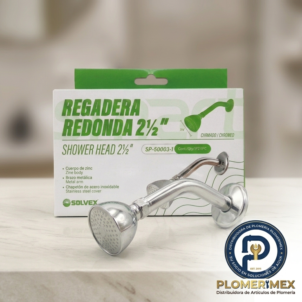 Regadera Redonda de Acero Inoxidable 2 ½" (NUEVA)