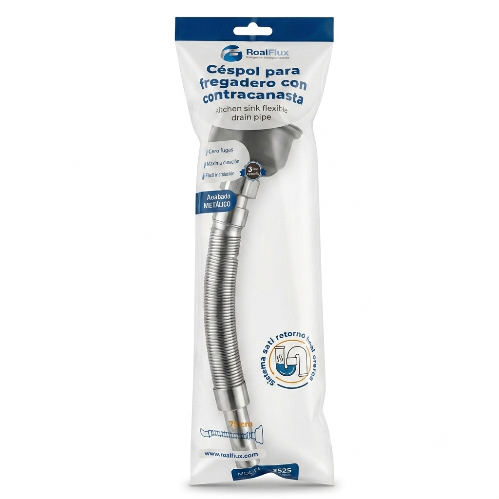 Céspol Flexible con Contra Canasta de PVC Cromado