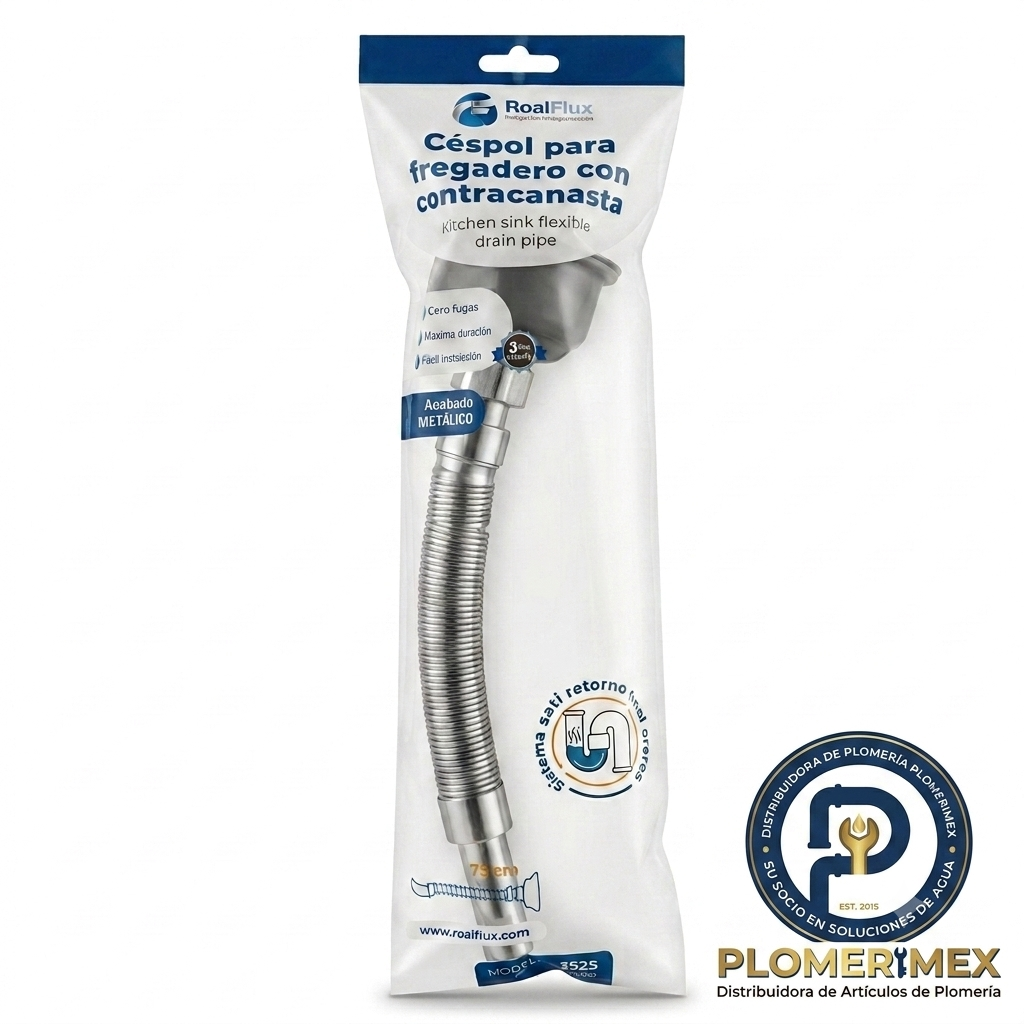 Céspol Flexible con Contra Canasta de PVC Cromado
