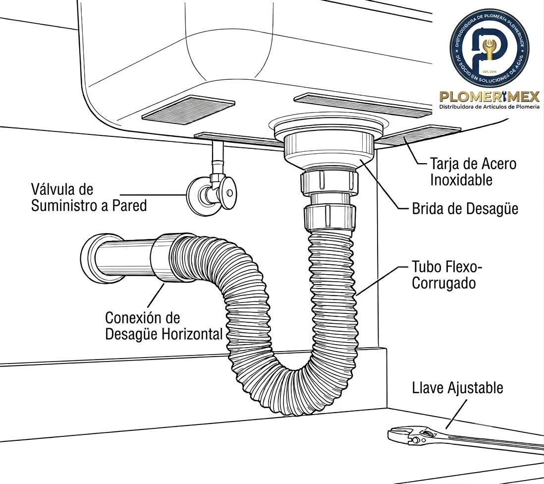 Céspol Flexible con Contra Canasta de PVC Cromado