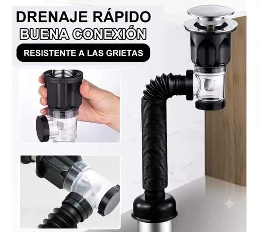 Céspol Flexible Universal con Contra Push Cromada – ¡Nuevo Modelo!