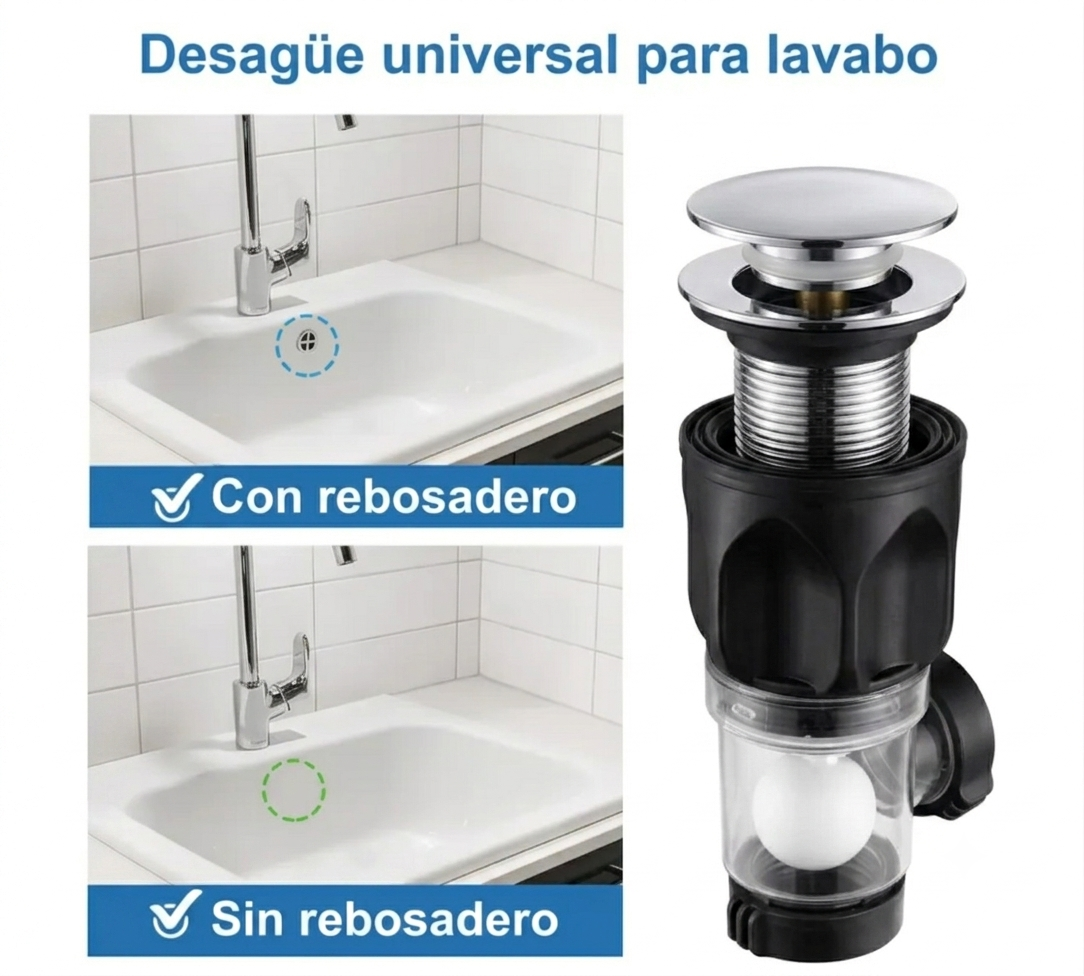 Céspol Flexible Universal con Contra Push Cromada – ¡Nuevo Modelo!