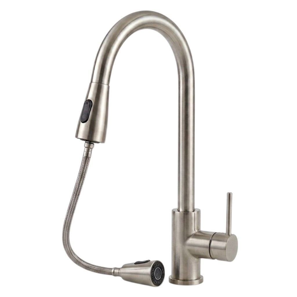 Grifo Monomando para Fregadero / Tarja con Manguera Retráctil (Acero Inoxidable)