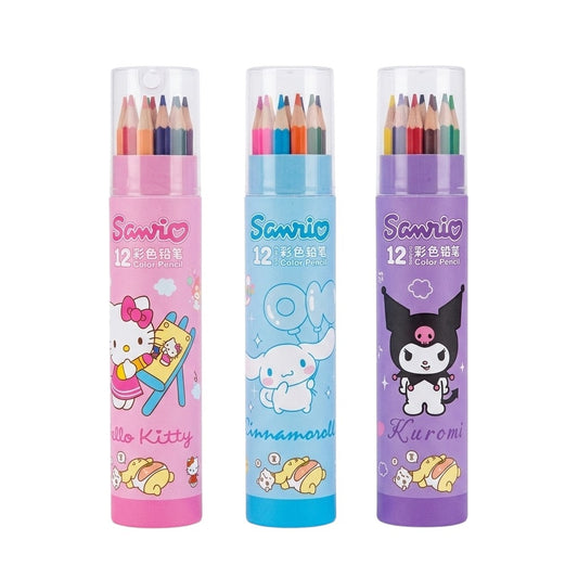 Set de 12 Lápices de Colores Sanrio en Tubo Cilíndrico