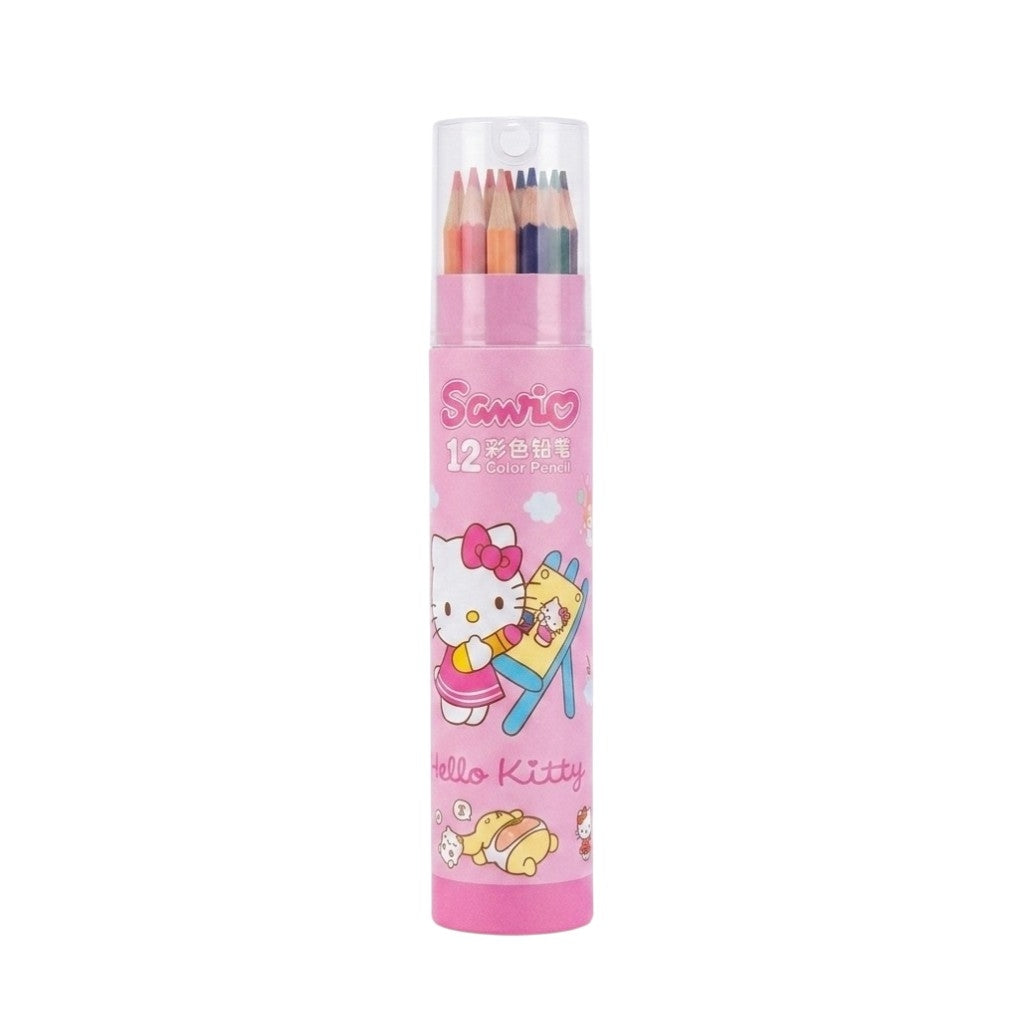Set de 12 Lápices de Colores Sanrio en Tubo Cilíndrico