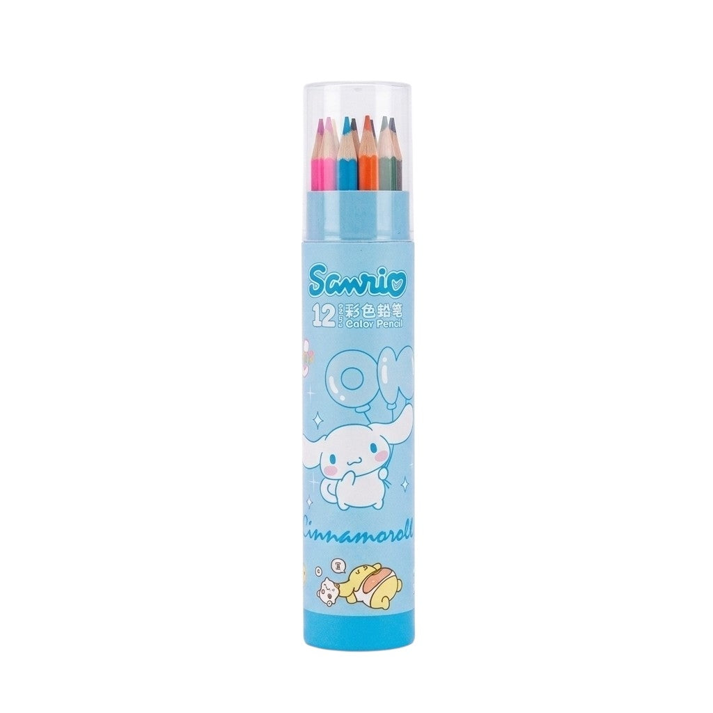 Set de 12 Lápices de Colores Sanrio en Tubo Cilíndrico