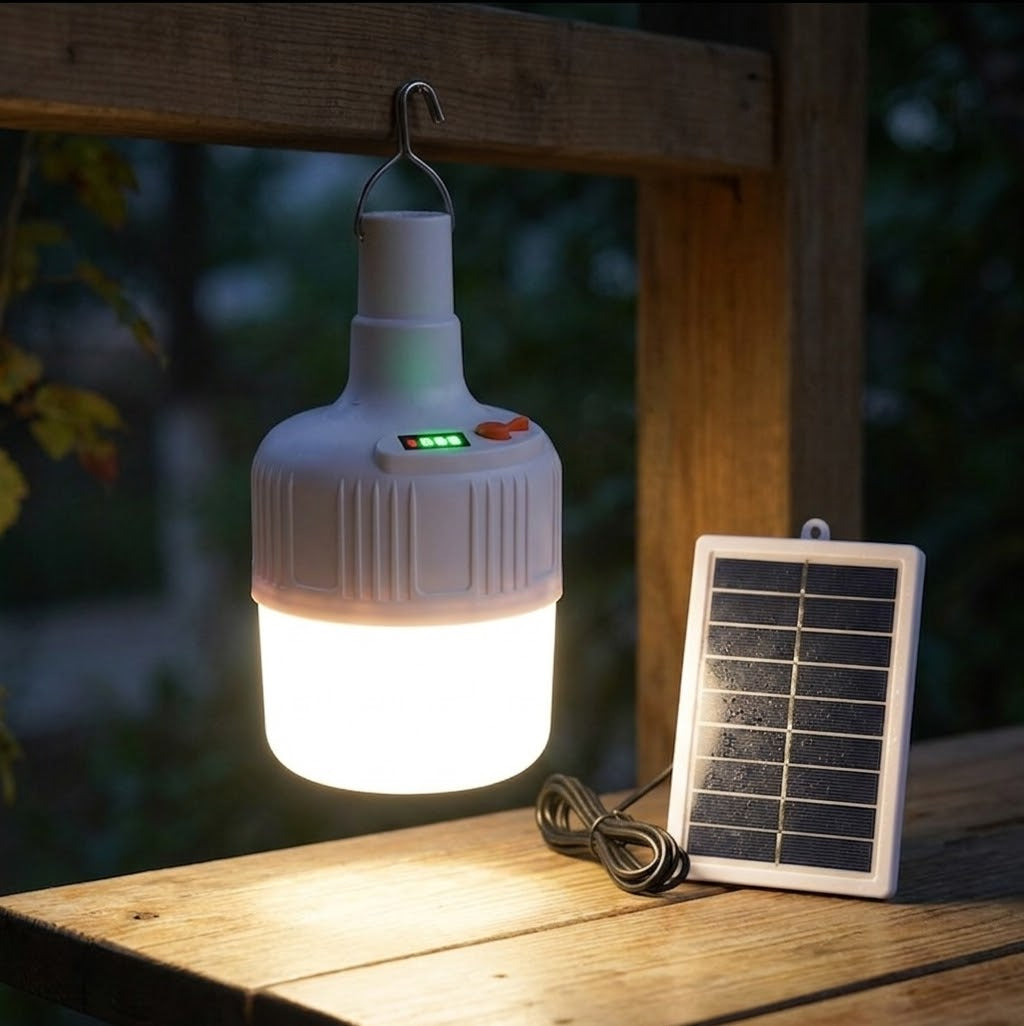 Foco LED Recargable Solar Portátil con Gancho (Modelo HL-LAM5309)