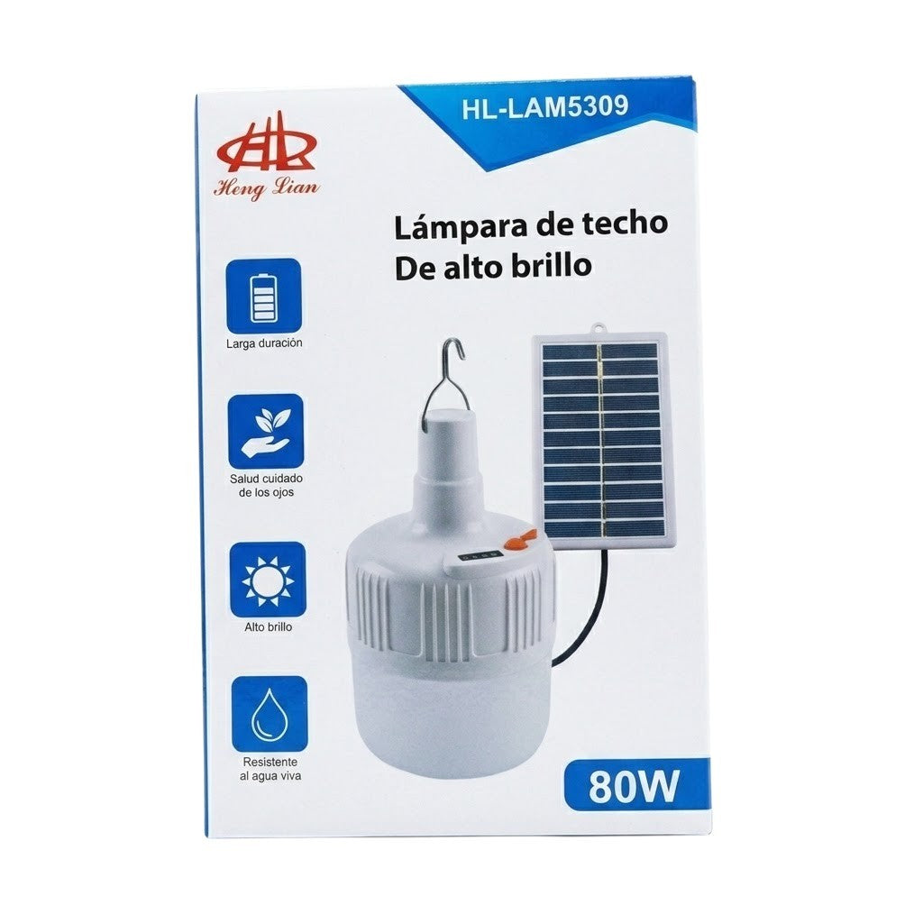 Foco LED Recargable Solar Portátil con Gancho (Modelo HL-LAM5309)