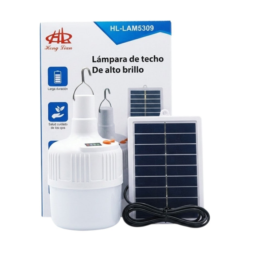 Foco LED Recargable Solar Portátil con Gancho (Modelo HL-LAM5309)