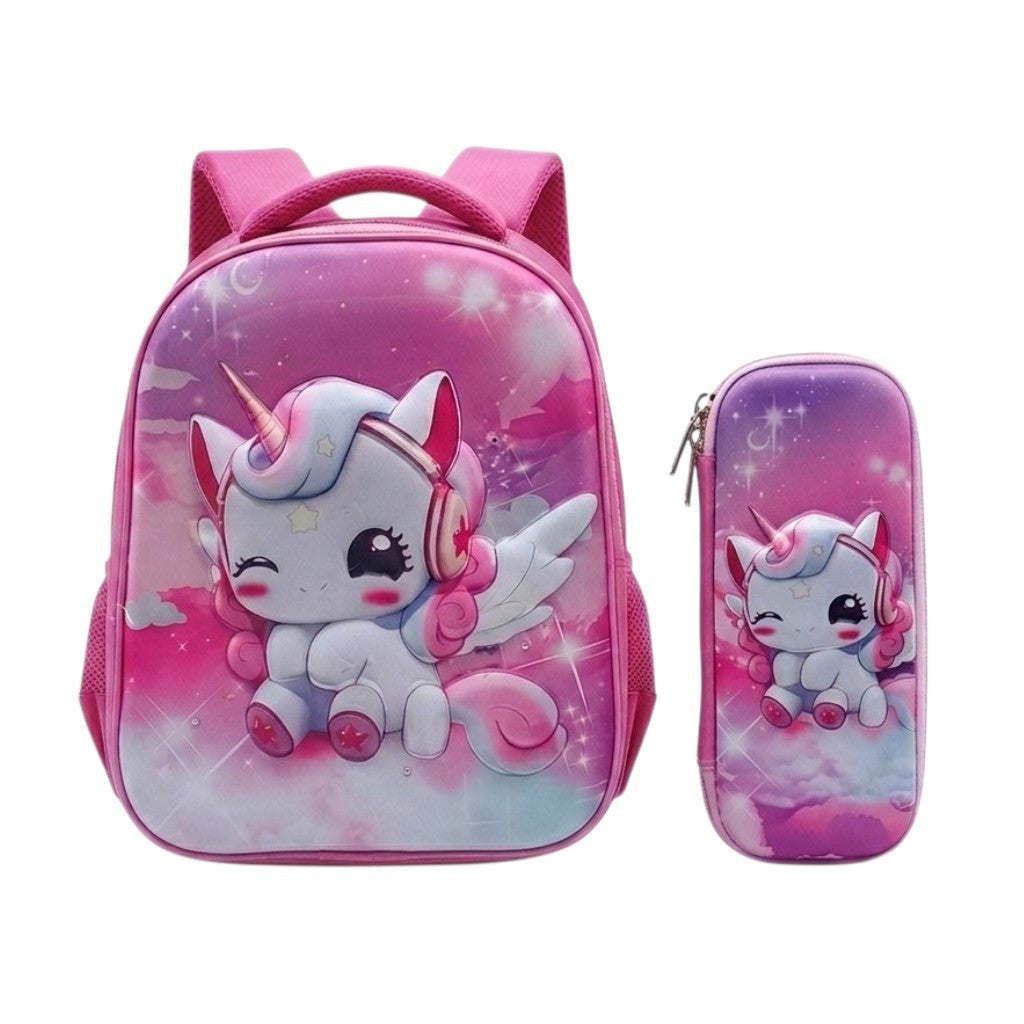 Set Escolar 3D Unicornio Rosa Mágico – Mochila Economica + Lapicera Rígida a Juego