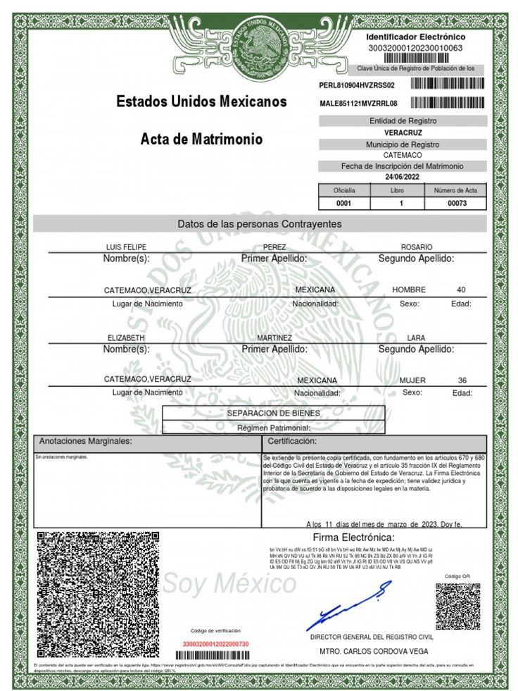 Actas de Nacimiento, Matrimonio, Divorcio, Defunción Originales, Verificables