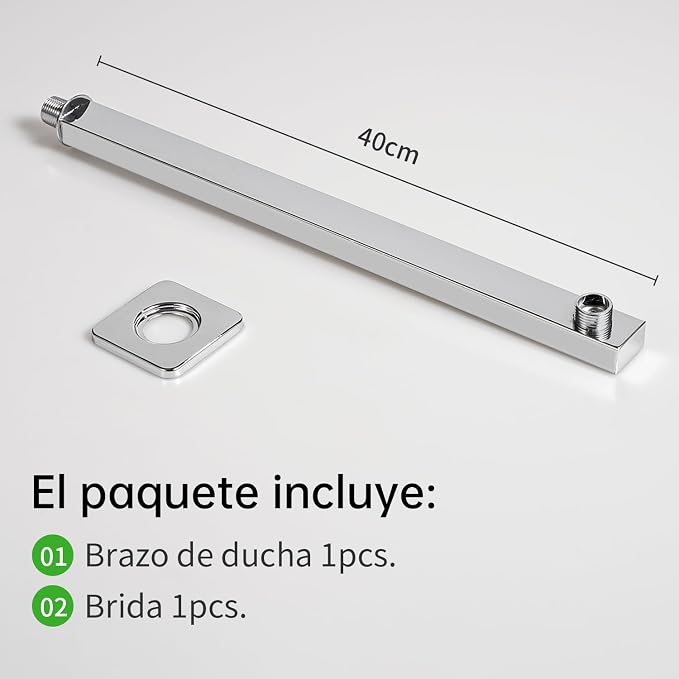 SOLVEX Brazo y Chapetón para Regadera de Acero Inoxidable, 40cm, SP-51035-2