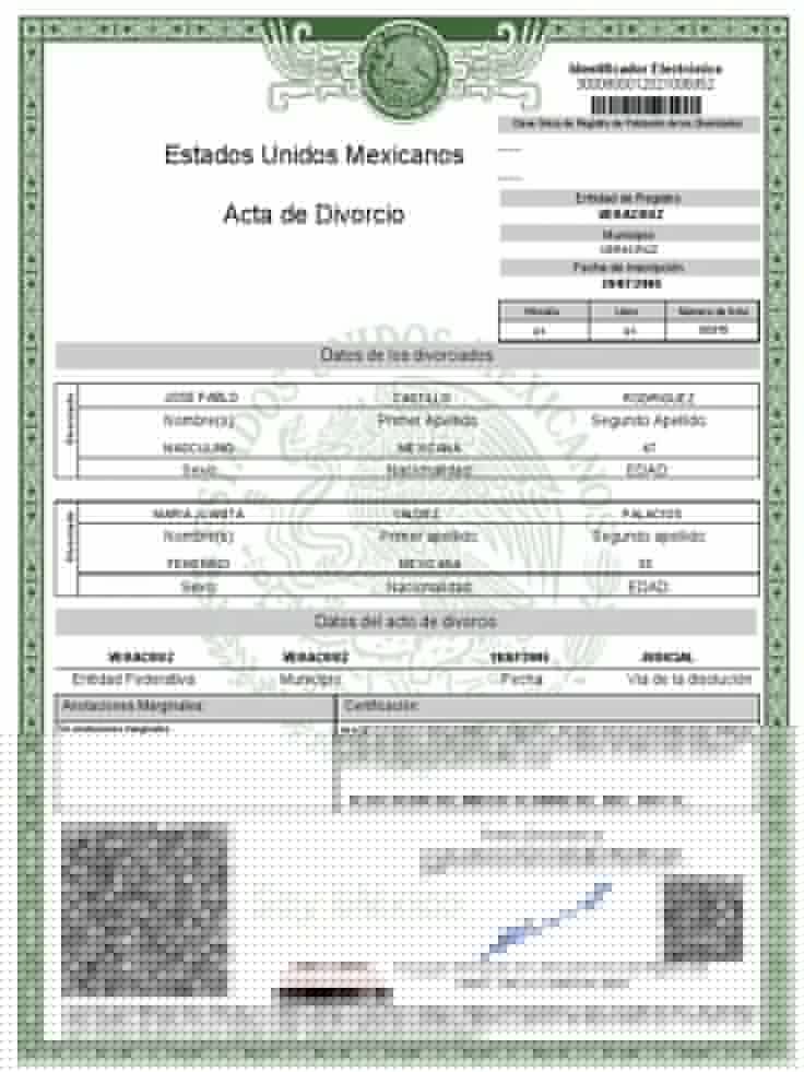 Actas de Nacimiento, Matrimonio, Divorcio, Defunción Originales, Verificables