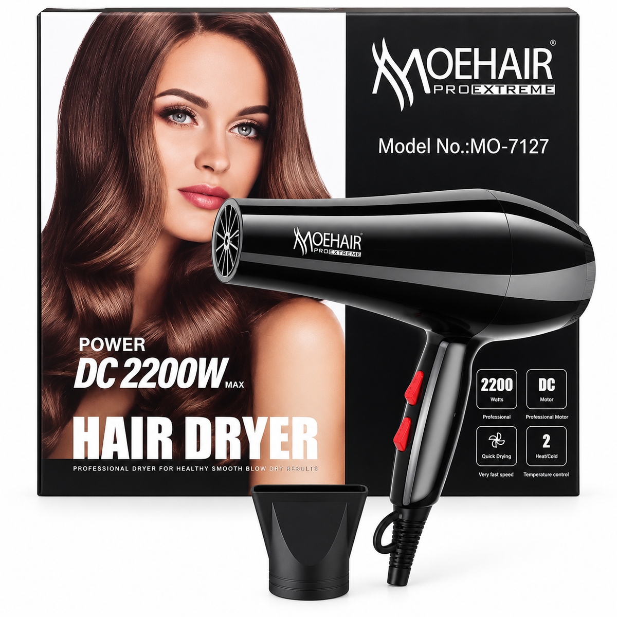 Secadora de Cabello Profesional MOEHAIR PROEXTREME 2200W – Modelo MO-7127