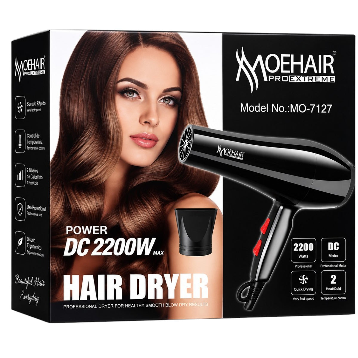 Secadora de Cabello Profesional MOEHAIR PROEXTREME 2200W – Modelo MO-7127