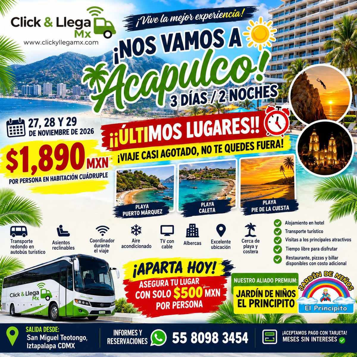 🏖️ ¡Excursión a Acapulco! 3 Días 2 Noches 🌊 (Transporte y Hotel)