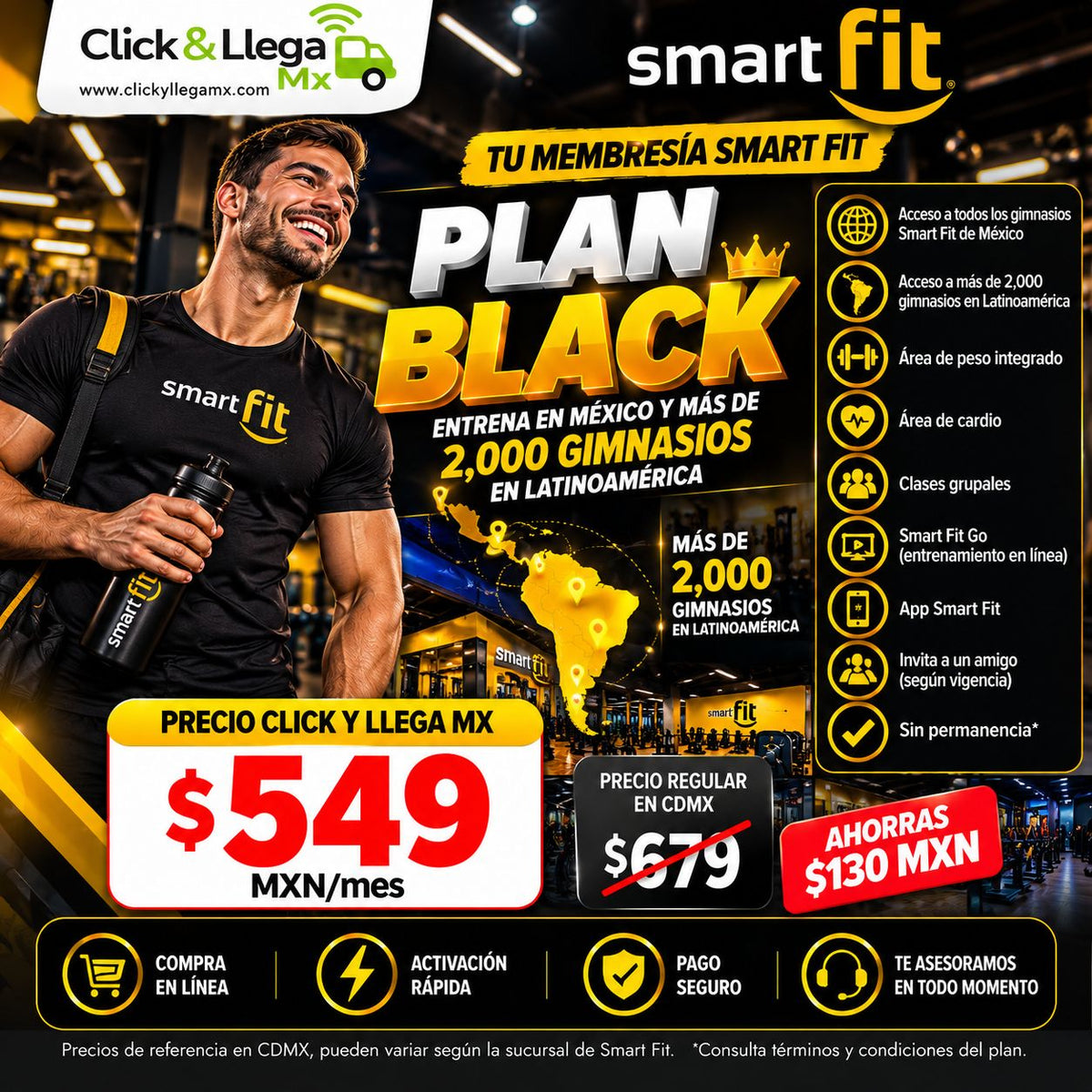 Membresías Smart Fit FIT, SMART y BLACK | Click & Llega MX