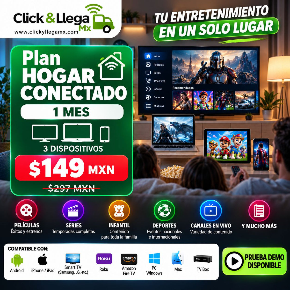 Servicio de entretenimiento digital | Click & Llega Mx