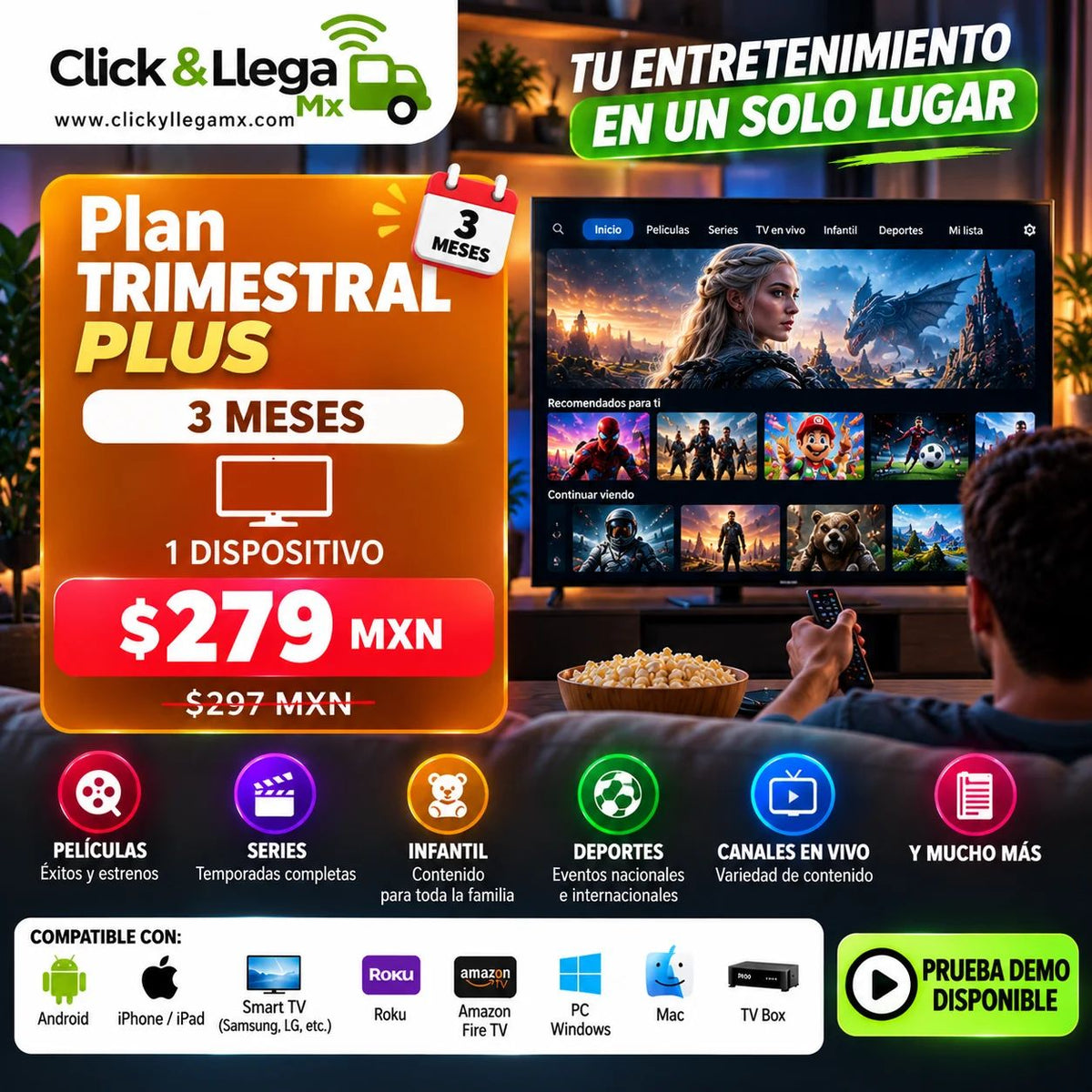 Servicio de entretenimiento digital | Click & Llega Mx