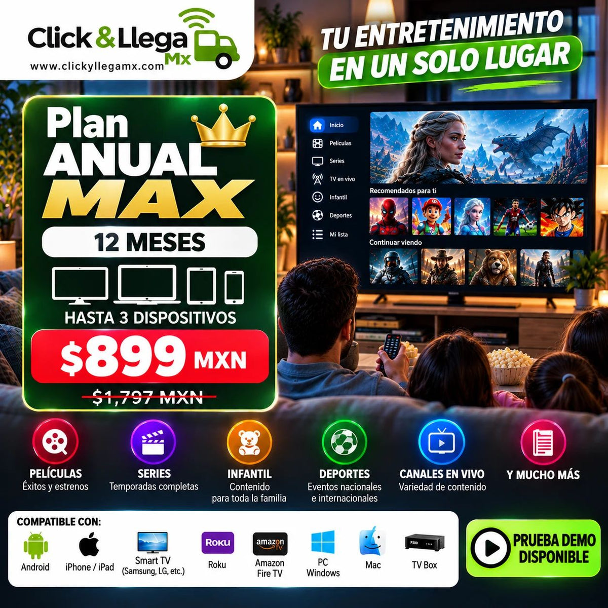 Servicio de entretenimiento digital | Click & Llega Mx