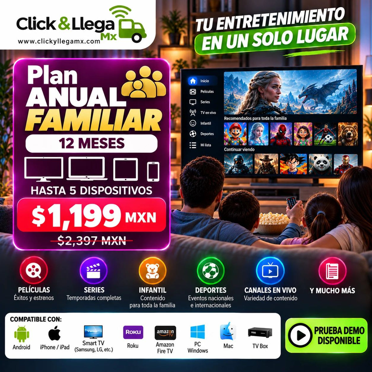Servicio de entretenimiento digital | Click & Llega Mx