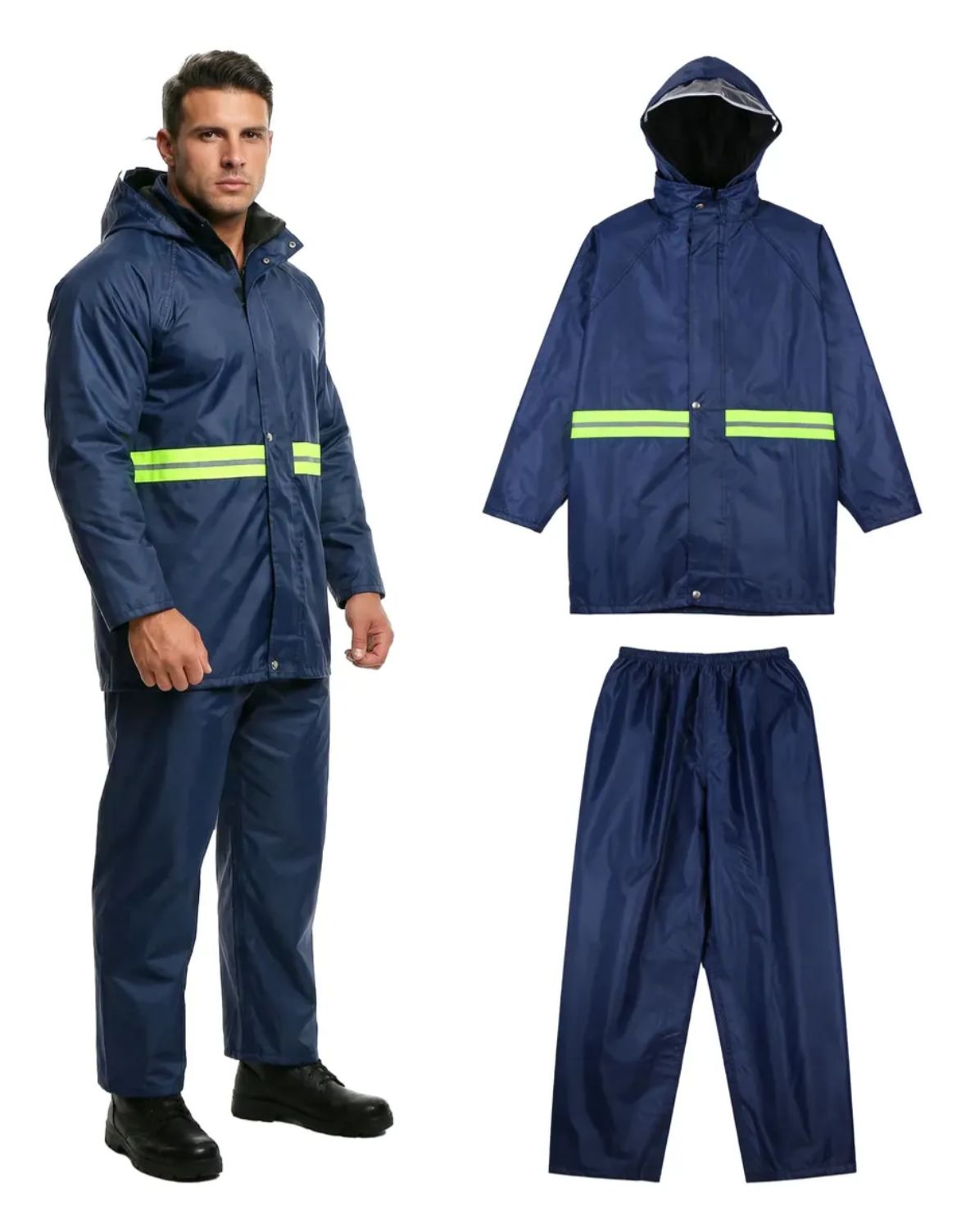Traje Impermeable Unitalla de Alta Visibilidad (Chamarra y Pantalón)