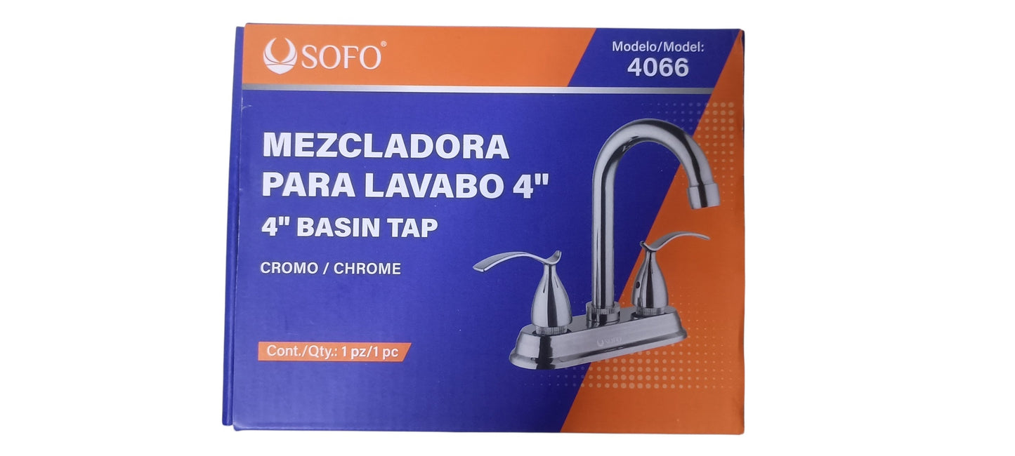 Mezcladora Para Lavabo 4" SOFO (Nueva en Caja)