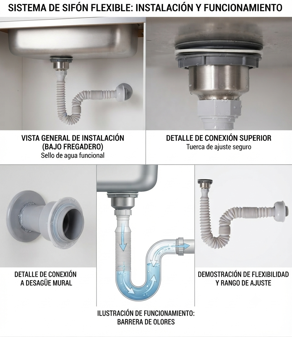Kit de Desagüe Flexible para Fregadero Solvex SF-70029