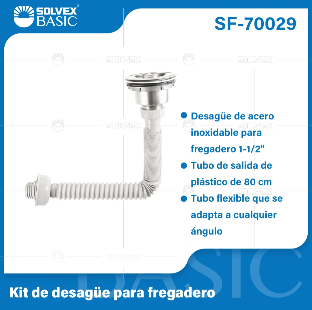 Kit de Desagüe Flexible para Fregadero Solvex SF-70029