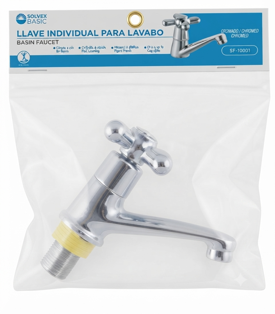 Llave Individual para Lavabo Solvex Basic - Nueva y Cromada