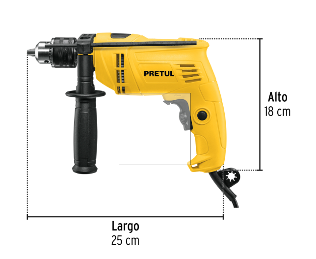 Rotomartillo / Taladro Profesional 1/2" Pretul con Velocidad Variable y Reversible