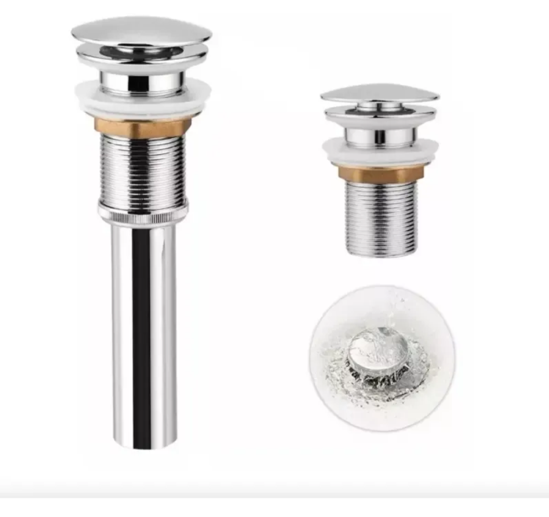 Contra Universal Para Lavabo Tipo Push - Cromo Brillante Sin Rebosadero