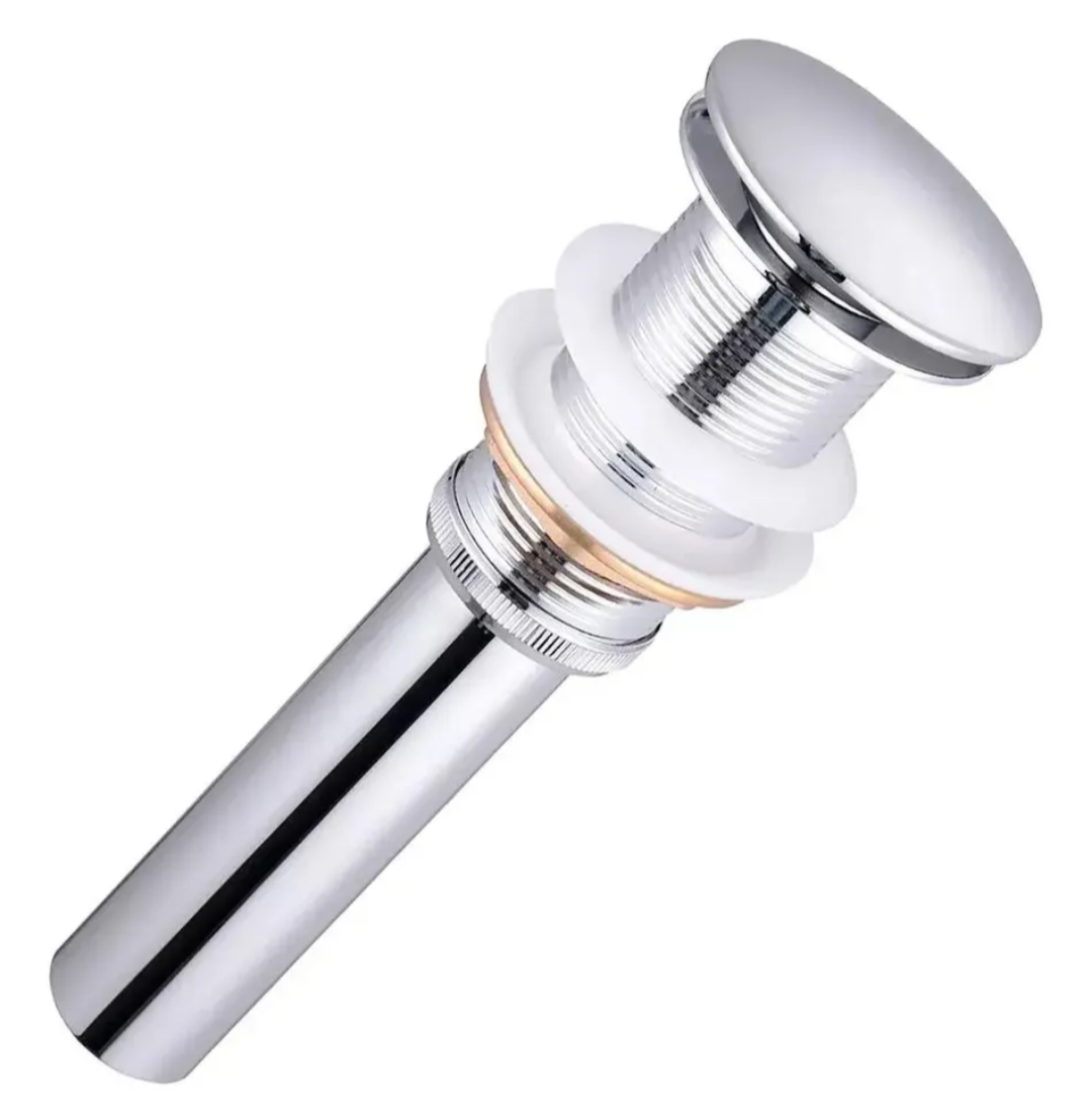 Contra Universal Para Lavabo Tipo Push - Cromo Brillante Sin Rebosadero