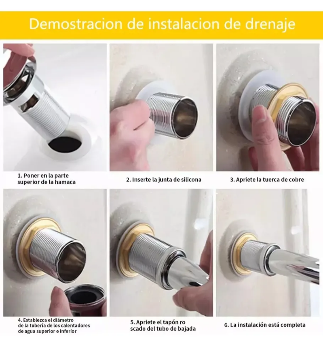 Contra Universal Para Lavabo Tipo Push - Cromo Brillante Sin Rebosadero