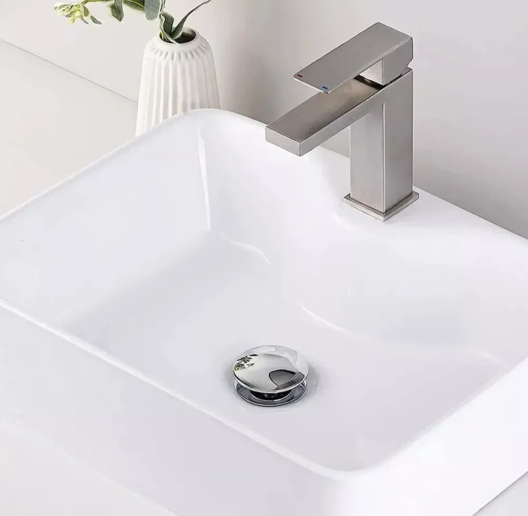 Contra Universal Para Lavabo Tipo Push - Cromo Brillante Sin Rebosadero